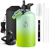 RAYMYLO One Gallon Water Bottle Insulated, Triple Walled Vacuum Stainless Steel (Cold for 48 Hrs), Leak Proof & Non-BPA, Large Water Flask Jug with Paracord Handle & Straw Spout Lids