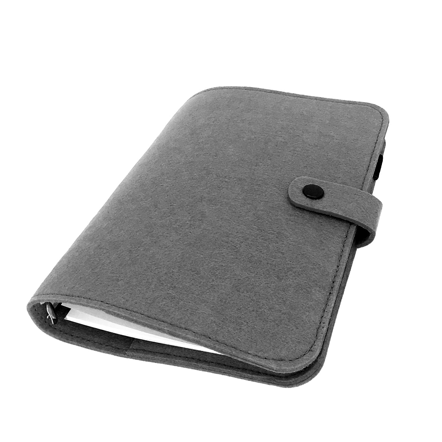 A6/ A5 6-Holes Felt Cover Round Ring View Binder File Folder for Loose Leaf Sheet Protectors/D Ring Binder Cover Protector (Dark Shadow, A5 mini Set)