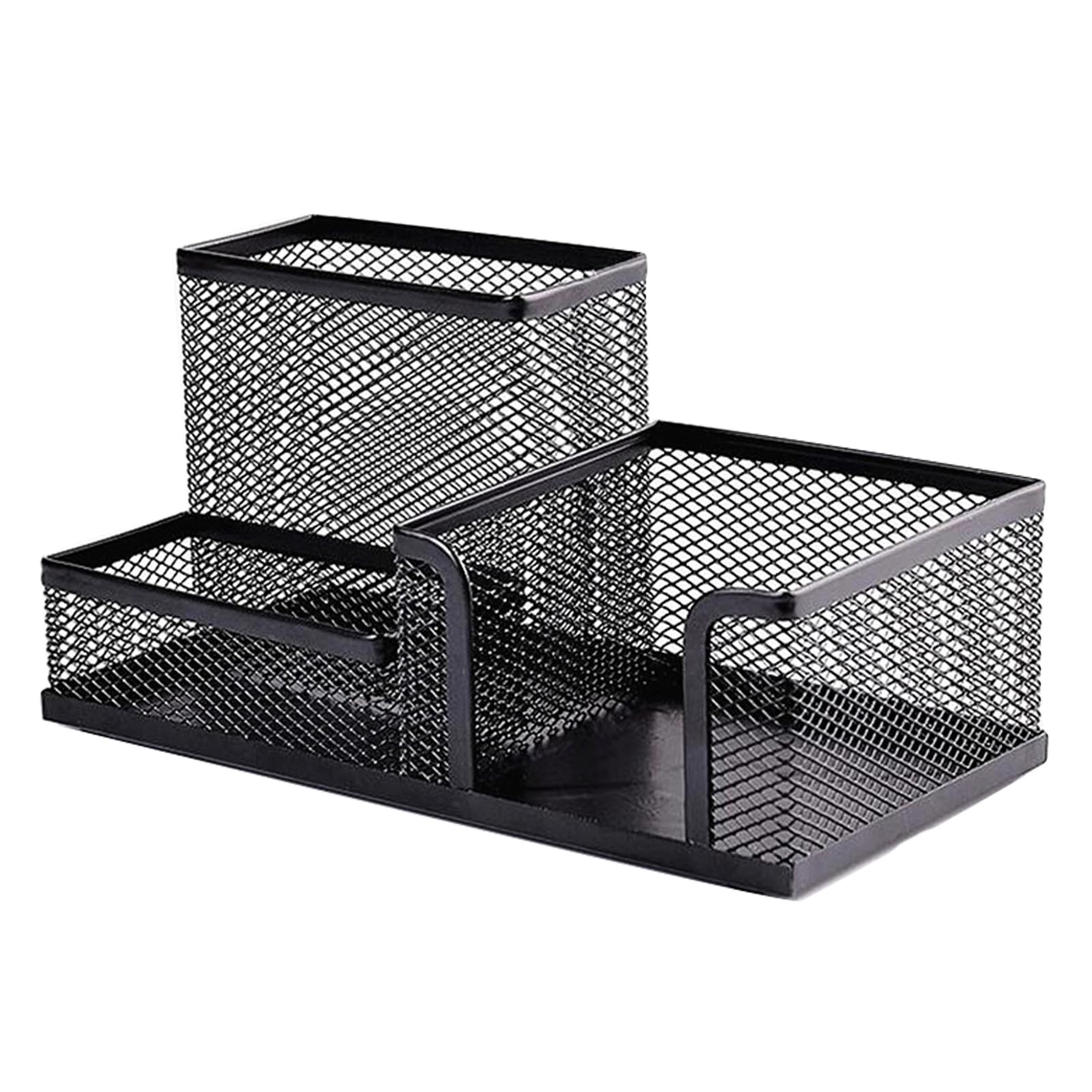 Kaizuca Metal Mesh Desk, Stationery Organisers, Office Pen Holder, Metal Grid, with 3 Compartments, for Home, Office, School, Classroom, Workshop (black)