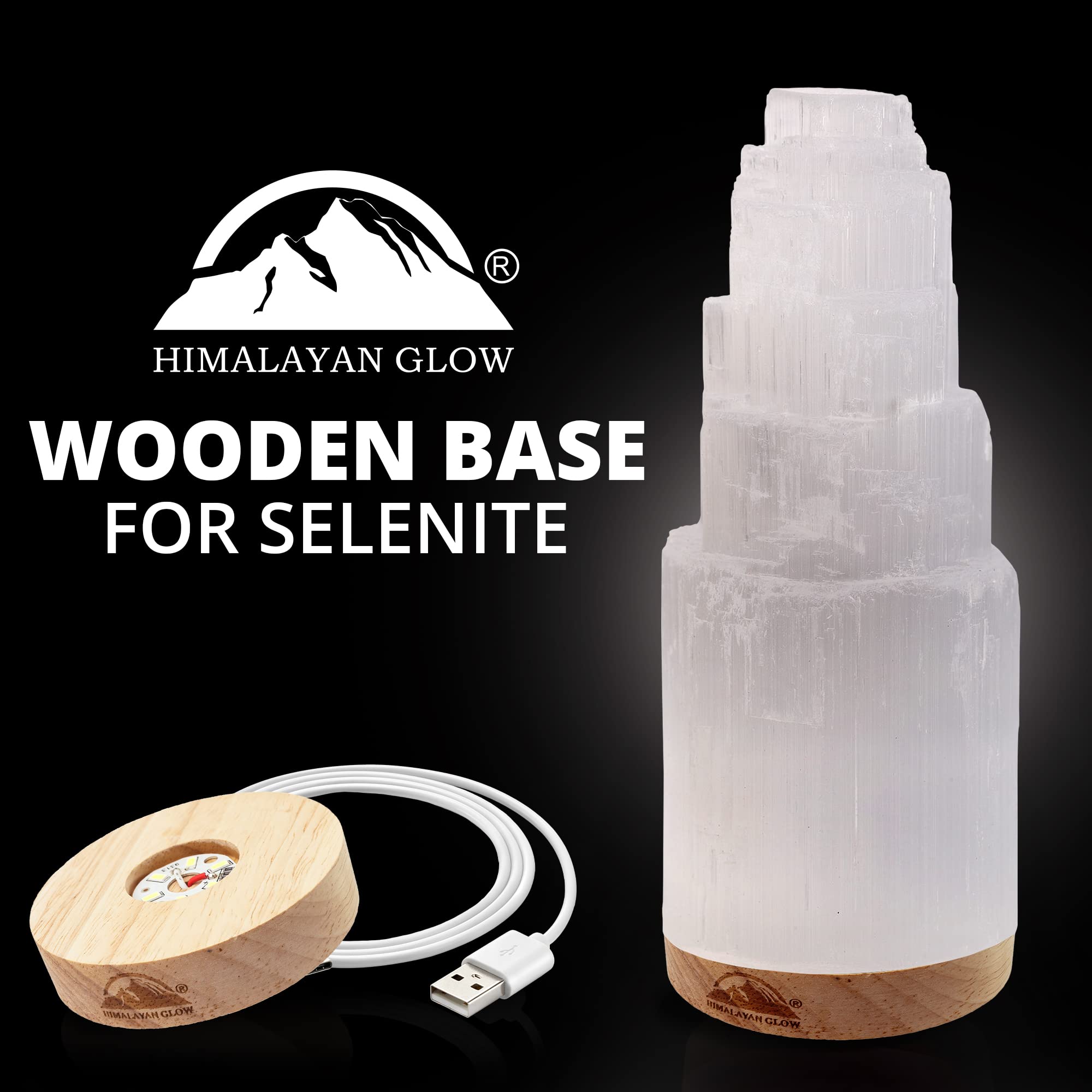 Himalayan Glow Selenite Crystal Lamp 20 cm, Hand Curved Moroccan Charging Station, Crystals and Healing Stones, Electric Cord with Dimmer Switch For Home Decor & Spiritual Protection 4-7 Lbs