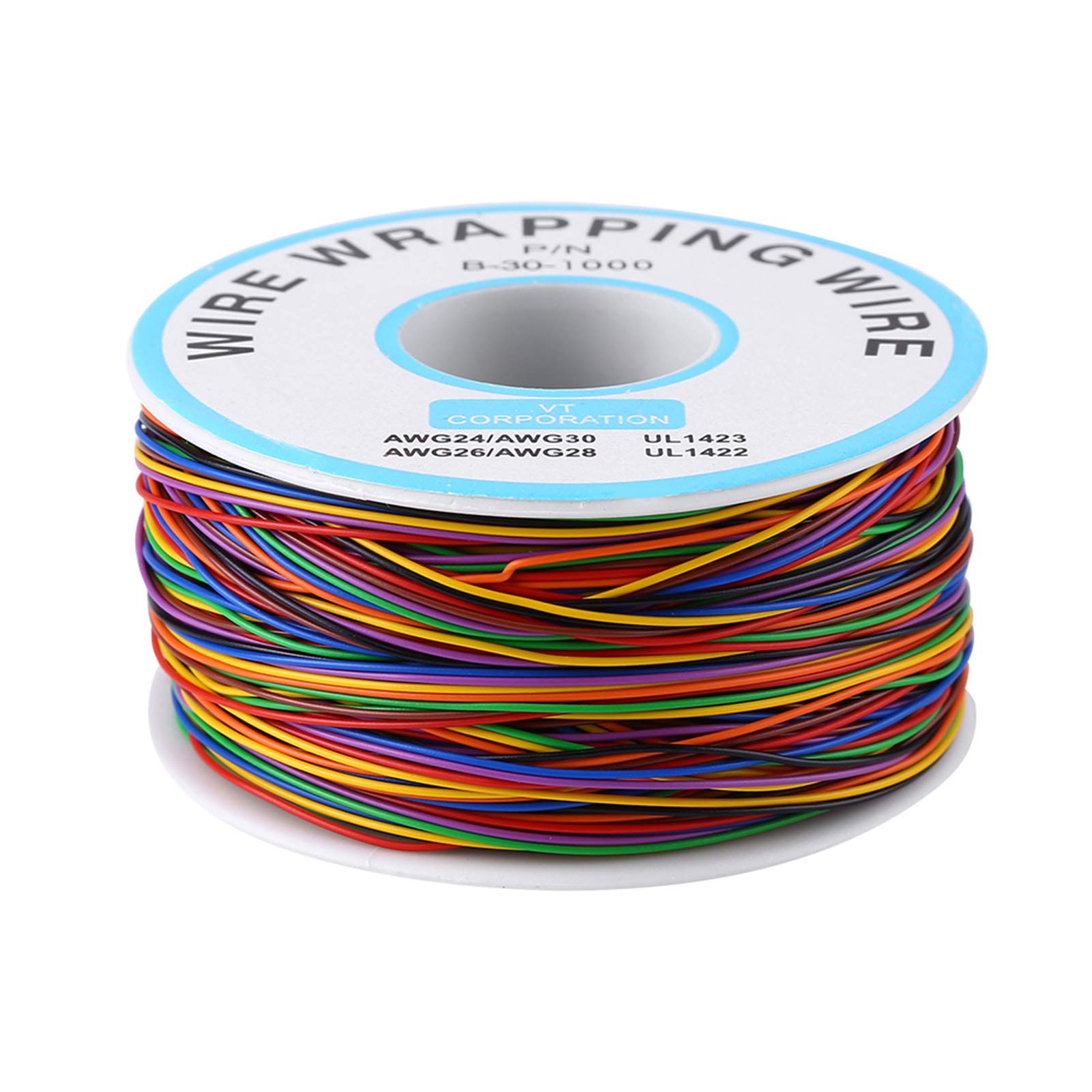 8-Wire Colored Electronics Wire Set, 15M Extension Cable, 0.05mm² Insulated Test Wrapping Cable, for Motherboard, LCD Display, Breadboard Electronic Testing