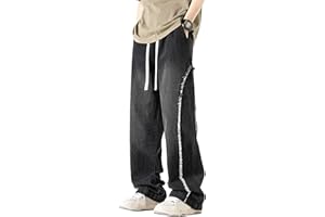 Mens Skate Straight Fit Baggy Jeans Male Baggy Drawstring Denim Pants Casual Jean Hip Hop for Men