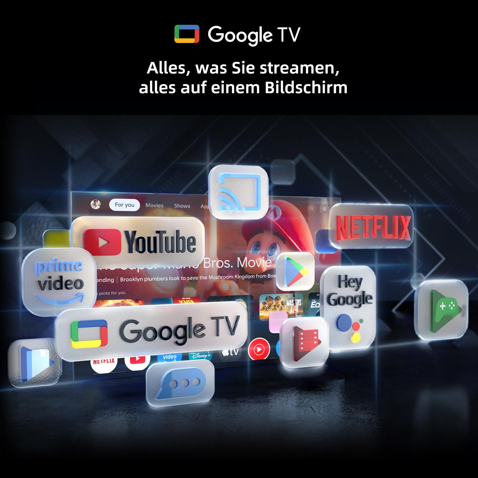 CHIQ 43 Zoll (108cm) Smart TV, Full HD QLED Google TV mit WLAN, Google Assistant, Bluetooth, 90% DCI-P3, HLG&HDR10, Triple Tuner (DVB-C/-S2/-T2), App Store, Prime Video, Dolby Audio, HDMI, CI+, L43QST 8