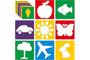 LA QUEENIE 24 Pieces Stencils,Large Drawing Stencils Chalk Template,8 Inches Washable Shape Template Kit for Crafts,Painting Drawing (Primary, 8 inch)