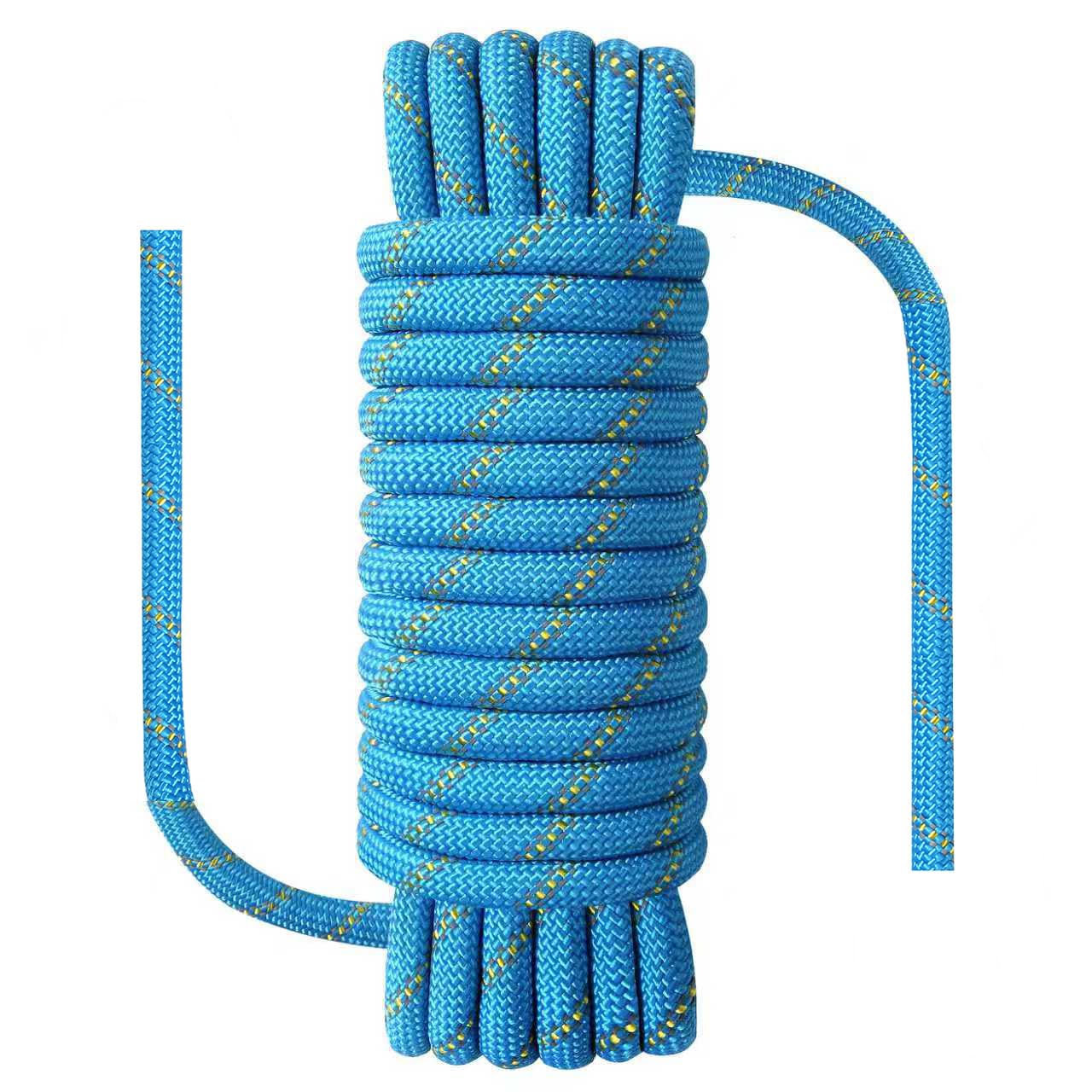 NorthPada 10 mm x 10 Meter Static Nylon Heavy Duty Outdoor Climbing Rope for Knotting Practice, Arborist Tree Work, Marine Anchor Boat, Rappelling Emergency, Swing, Blue