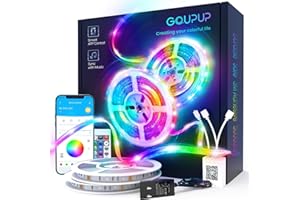 GUPUP LED Lights Strip 100 FT, LED Lights for Bedroom 100ft, RGB Rope Light for Room, Bluetooth APP Control,Color Changing Strip, Sync with Music,para Cuarto, for Bedroom Home Party Decoration