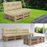VOUNOT Euro Pallet Cushions Set Waterproof Beige Indoor Outdoor 120x80 view 3