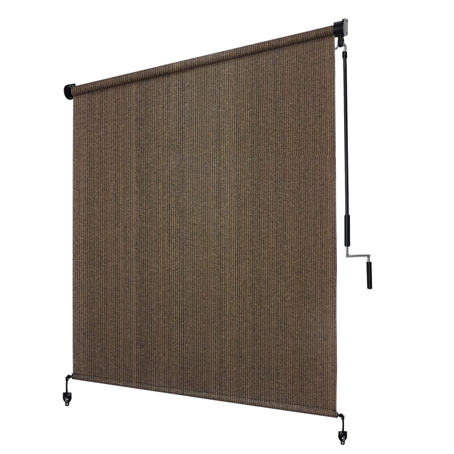 KANAGAWA Outdoor Roller Shade 8'X8' Mocha Exterior Cordless Patio Roll Up Shades for Outside Pergola Porch, Outdoor Blinds for Patio