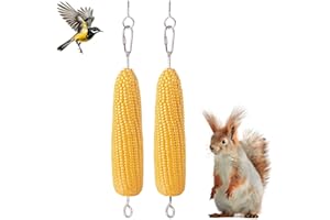 GNODRY Durable 304 Stainless Steel Hanging Squirrel Feeder Outside, Squirrel Feeders for Outdoors, Chipmunk Feeder, Squirrel Food for Backyard Squirrels Hold Corn, Corn Cob(2Feeder Rod-12Inch)