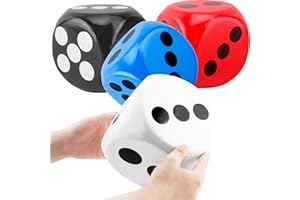 Cotiny 4 Pcs 6 Inches Foam Dice Large Giant Foam Dice Toy for Board Game Birthday Casino Themed Party Decorations, 4 Colors (Color Style 2)