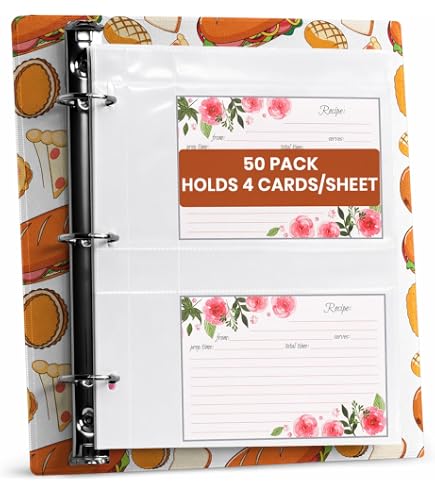 half page 4x6 recipe card protectors for 3 ring binder Binder, 50 Pack (200 Pockets) our thick formulation provides Racketeer Boss prints in Style:Wearable w/Metal Clip WOE