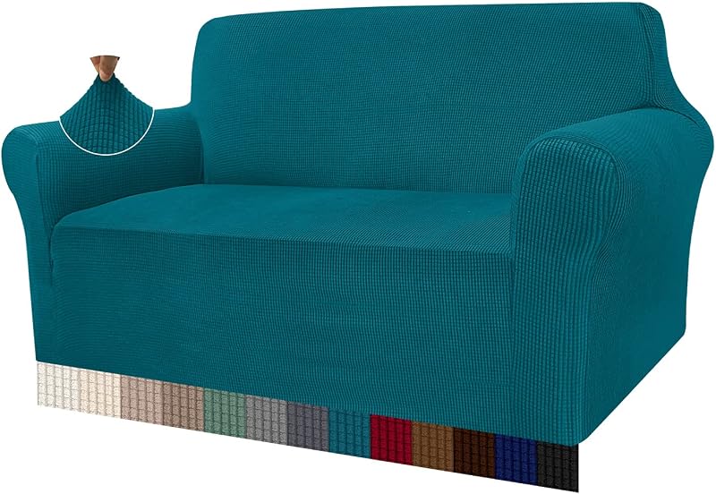 Granbest High Stretch 2 Seater Sofa Cover Blackish Green Jacquard Non Slip