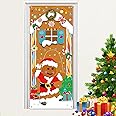 DPKOW Gingerbread House Banner for Christmas Decoration, Fabric Christmas Door Cover for Christmas Outdoor Wall Decoration, L