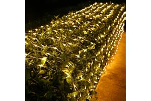 Joomer Christmas Net Lights - 12FT x 5FT 360 LED Plug-in Mesh Lights, Waterproof with 8 Modes, Timer, Connectable for Bushes, Trees, Garden, Outdoor Christmas Decor (Clear Wire, Warm White)