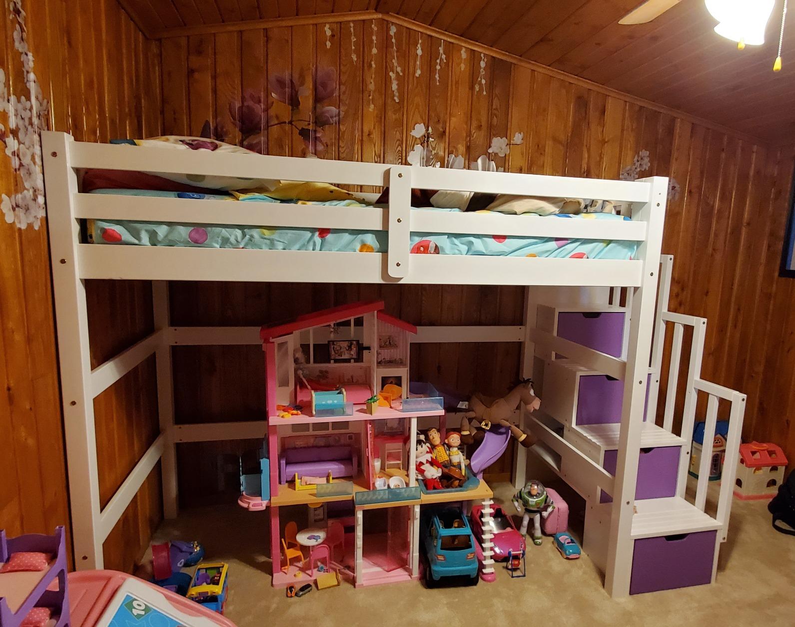 41/mo Finance SCANICA Staircase Twin Loft Bed with Storage White