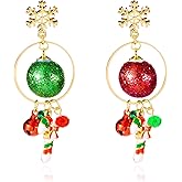 Christmas Earrings for Women Holiday Jingle Bell Bow Tree Snowflake Stars love Tassel Drop Dangle Studs Hypoallergenic Xmas Party Jewelry Gifts