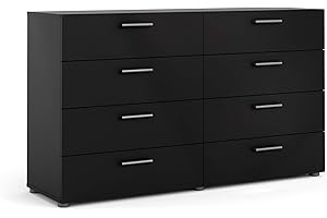 Tvilum 8 Drawer Double Dresser, 15.85" D x 55.12" W x 32.17" H, Black Matte