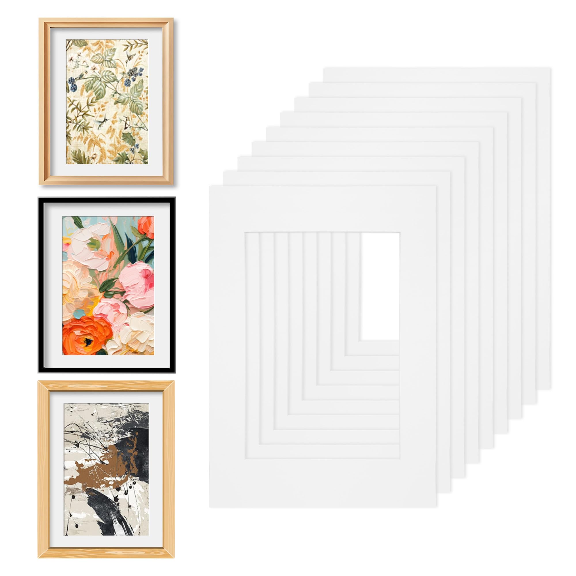 WENLISELL 24 PCS Picture Mounts for Frames, A3 Mount for A4 Picture White, Paper Picture Frame Mounts for Paintings, Picture, Photo Work