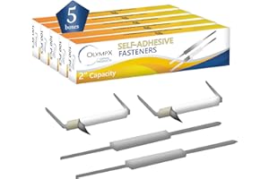 Olympx OLYMPX 2” Capacity Economy Self Adhesive Prong Paper Fastener Bases, 2.75 Inch Center for Paper File Clip Folder Accessories, Pack of 5 (100 pcs/Pack)