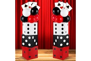 Casino Party Boxes, 60 Pack Casino Party Boxes, 6 Large Casino Dice Boxes, 6 Large 11 Inch Candy Boxes, 48 Red Black White Ba