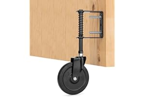 YONSIN 5" Heavy Duty Spring Loaded Gate Caster, Drag Gate Wheels with 360° Swivel for Wooden Gate Fence, Metal Tube Gate, Anti Sag Gate Kit, 200 Lbs Capacity, 1 Pac, Black