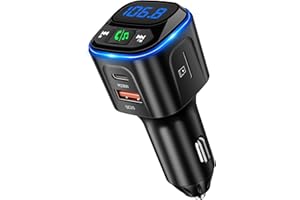 SONRU Bluetooth 5.3 FM Transmitter Car Adapter [PD36W & QC18W] [Fast Charging] Wireless Radio Adapter HiFi Bass Sound Hands-Free Calling LED Display with Light Switch Support Bluetooth/U Disk/TF Card