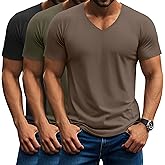Riyiper 3 Pack Men's Short Sleeve V Neck T-Shirts Raglan Curved Hem Shirts Casual Basic Tops Soft Summer Stretchy Tees