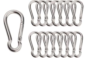 Olivia & Oliver Stainless Steel Carabiner，Spring Snap Hook Carabiner ，heavy Duty Keychain Clip for fitness, boating, camping, hiking, fishing, pet leash, indoor outdoor equipment gear, DIY accessorie.
