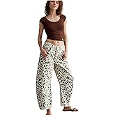 YSW Cheetah Barrel Jeans Women Leopard Print Jean Y2k Mid Rise Baggy Boyfriend Wide Leg Ankle Boho Pants