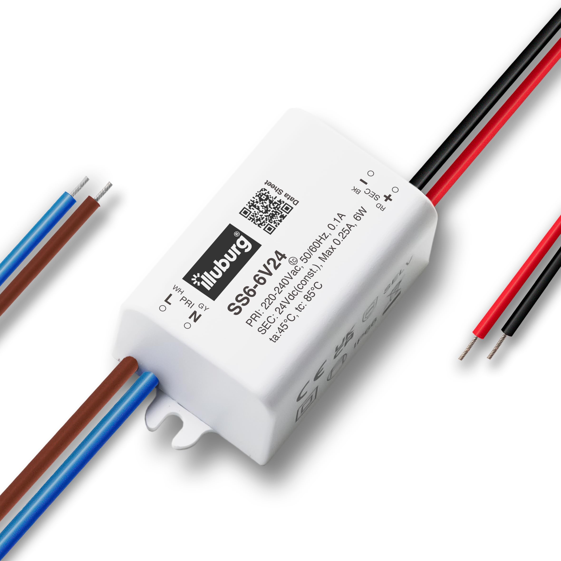 illuburg LED Driver 24V 6W Waterproof IP66 Flickerfree for LED Strip Light Power Supply Transformer