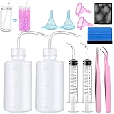 CHENGLAI 13 PCS Snow Globe Tumbler Making Supplies for DIY Glitter Snow Globe Cups with Squeeze Water Bottle Tweezers Bent Syringe Small Funnels Felt Squeegee Storage Bag, Suitable for DIY your crafts