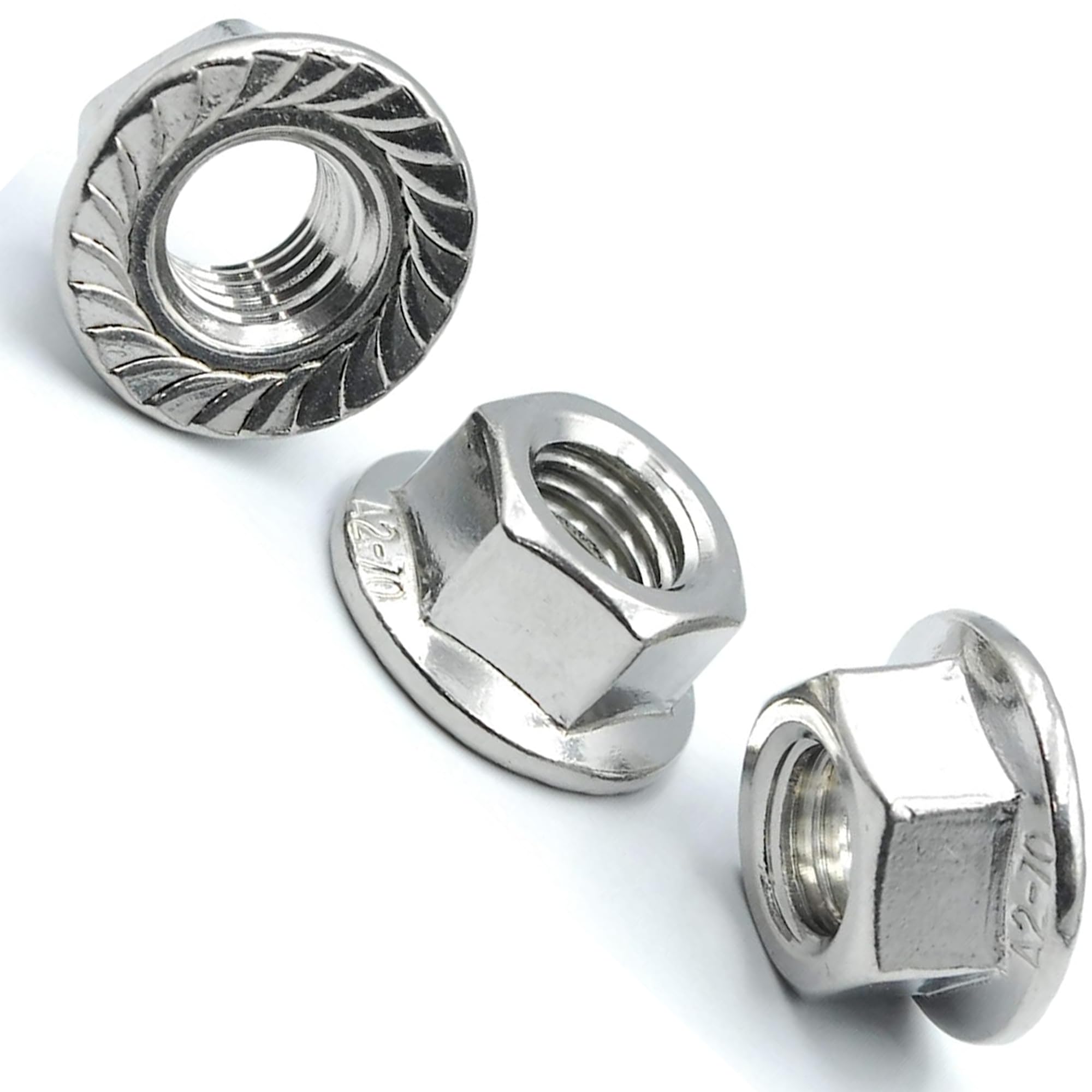 2 x Flange Nuts Stainless Steel M12 (12mm) Hex Nut Serrated Flanged DIN 6923