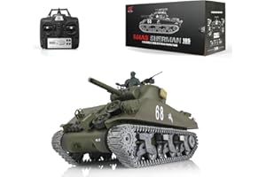 wheelfun Heng Long 1/16 Customized Pro Version 7.0 M4A3 Sherman RC Tank 3898 Barrel Retractable Idle Smoking 360° Rotating Turret Infrared Combat Lifting Barrel Light Sound BB Shooting Airsoft Tank