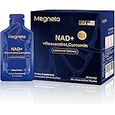 MEGNETA Liposomal NAD+ Supplement with Resveratrol, Anti-Aging, Energy Boost & Cellular Health Support, 15.2 fl. oz NAD Liquid for Men & Women (30 Pouch)