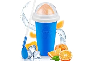 KGKTU Slushy Maker Cup, TIK TOK Magic Quick Frozen Smoothies Cup, Portable Double Layer Slushy Maker Cup, Slushie Machine with Straw and Spoon, Ice Cream Maker for Kids and Family(Blue)