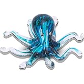 LCCCK Glass Octopus Statue Home Decor, Hand Blown Glass Decor Ocean Figurines Octopus Sculpture, Murano Art Office Desk Paperweights Fish Tank Aquarium Sea Animals Christmas Birthday Gift