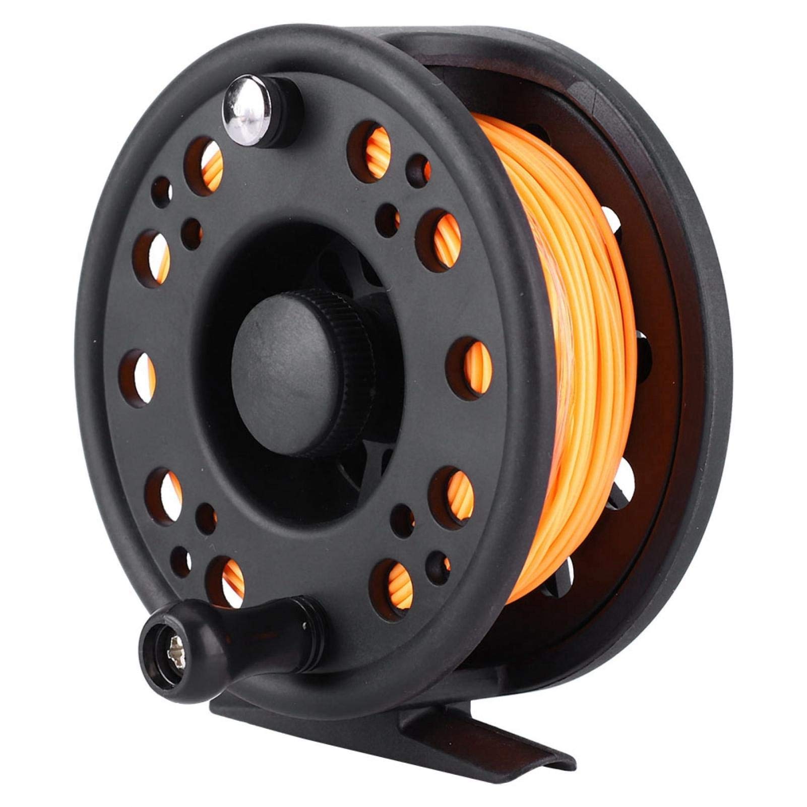 Fly Reel, GLA7/8 5/6 Plastic Fly Fishing Reel Wheel with Line Left/Right Hand Hand-Changed Wheel Fisher Accessory(Orange)