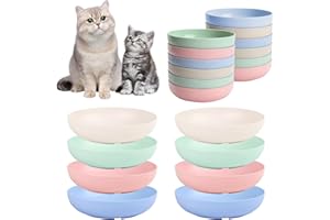 ROSEYOUTH [12 Pack] Cat Dishes Whisker Friendly, Shallow Wide Pet Food and Water Bowl, 5.5 Inch Cat Food Dish, Friendly Wet Feeding Bowl, Durable Wheat Straw Pet Bowls, Pet Plate for Kittens (Indoor/Outdoor)