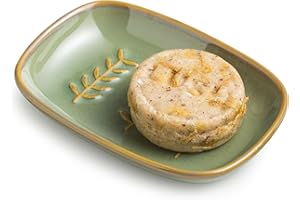 Miamolo Soap Dish Soap Holder Shower, Ceramic Soap Dishes for Bar Soap Sponge, Shower Soap Dish Soap Saver Tray for Bathroom Kitchen Sink, Easy to Clean, Green