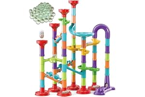 ailixinda 93 PCS Marble Toy Premium Set,STEM Educational Building Block Toy,Marble Track Race Set with 30 Glass Marbles for Boys & Girls,Construction Building Blocks Toys for Kids