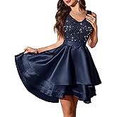 Meetjen Womens Sparkly Prom Dresses for Teens Short Sequin High Low Formal Homecoming Dress Cocktail Party Wedding Guest