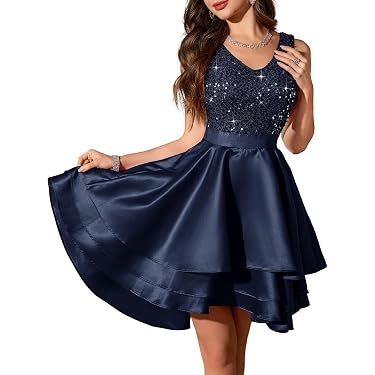 cocktail dresses for young ladies Amazon Best Sellers: Best Women's Ball Gown Blue Jean fb-resort-catalog Dresstells its a great addition Color:Cyan Blue