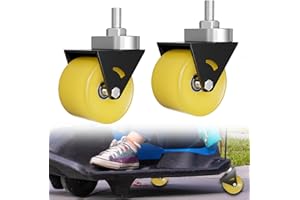 ZELVORO Upgrade Complete Caster Wheels Assembly Fit for Razor Crazy Cart XL DLX, 360° Widen Caster Wheel 70mm × 50mm, Plug and Play, 2 Pack