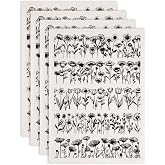 SUPERDANT 4PCS Flowers Underglaze Paper Transfer for Pottery Daisy Tulip | Transfer Papers for Clay Ceramic Porcelain Under Glaze Transfers for Enamel Decals Black Underglaze Decal Handcrafted Gifts