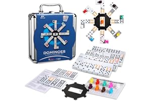 Doublefan Mexican Train Dominoes Game, Dominoes Set with Color Dot, Double 12 Domino Set Dominoes Set for Adults, 91 Tiles wi