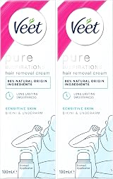 Veet Pure Hair Removal Cream Sensitive Skin Bikini Underarm 100ml Domed view 1
