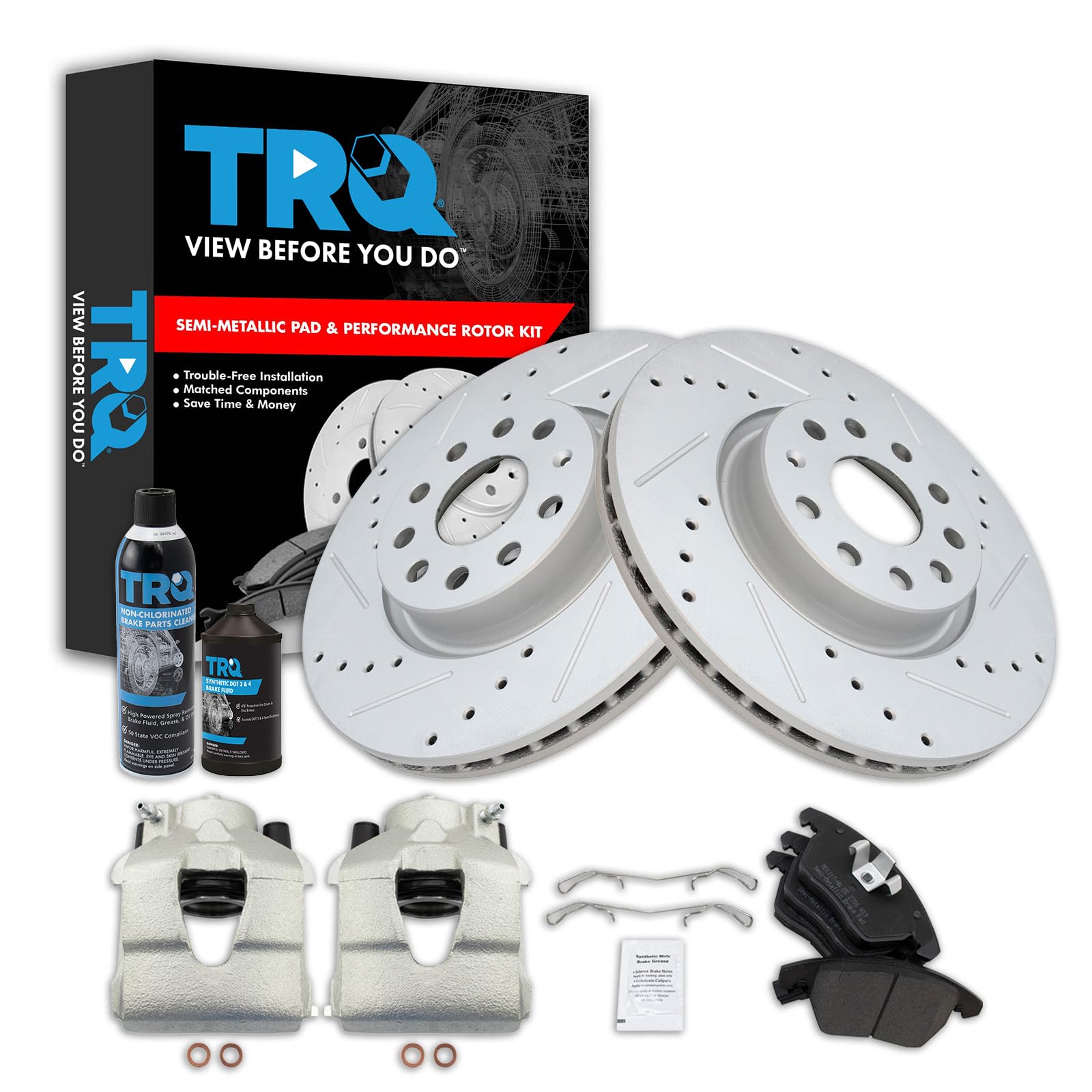 TRQ Front Brake Pad & Rotor Kit Compatible with 2009-2011 Audi A3 Quattro