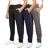 Real Essentials 3 Pack: Boys' Tricot Open Bottom Sweatpants - Athletic Running Pants with Pockets for Kids Teens Youth
