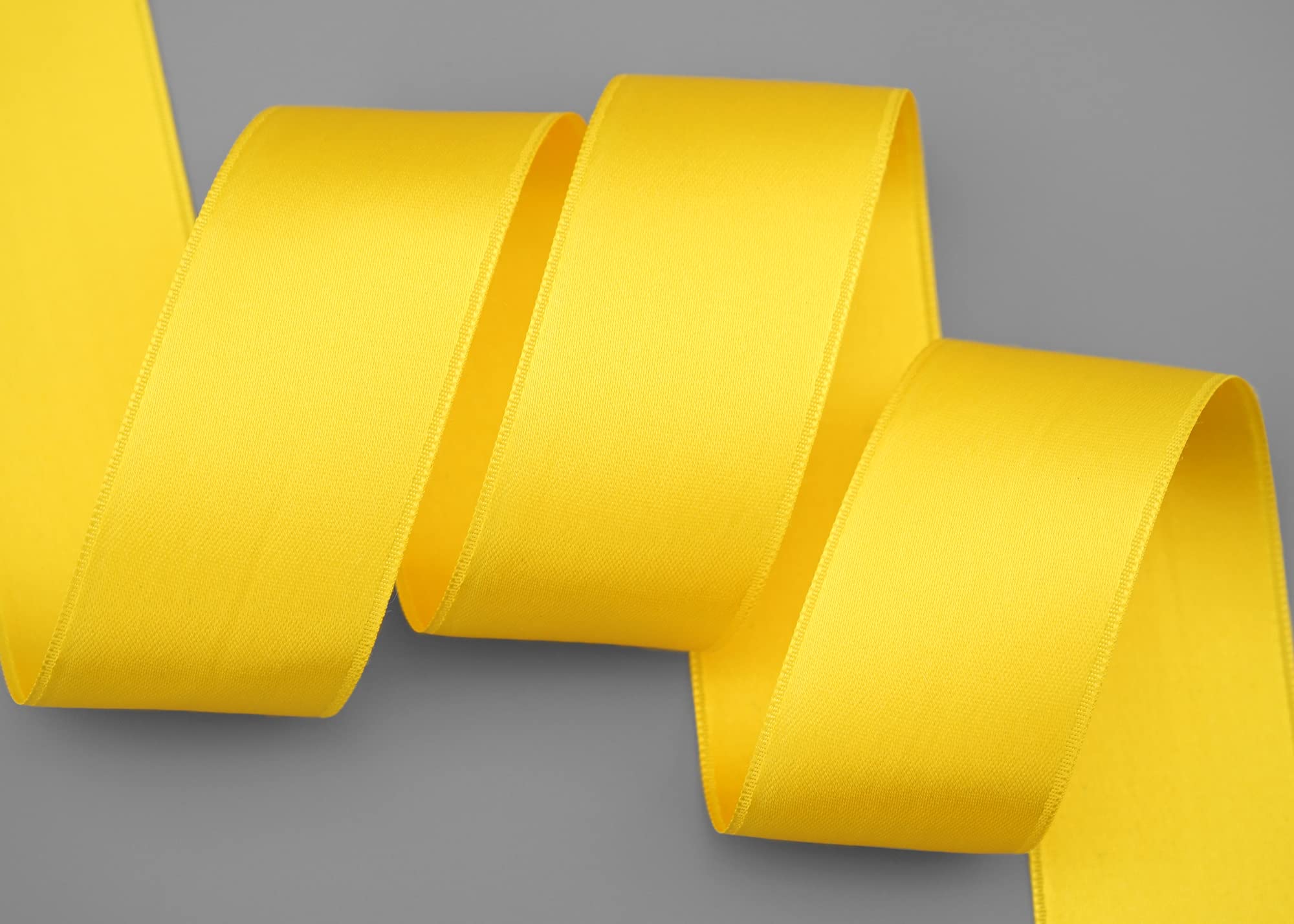 finemark 25 m x 40 mm satin ribbon, yellow (605), double sided satin ribbon, no wire, soft and shiny, gift ribbon, decorative ribbon, double face decorative ribbon, decorating crafts