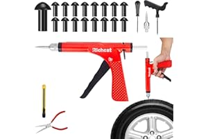 Richcat Tubeless Tire Puncture Repair Kit with Mushroom Plug, Repairs punctures and Flat Tires for Motorcycles, Cars, Trucks,